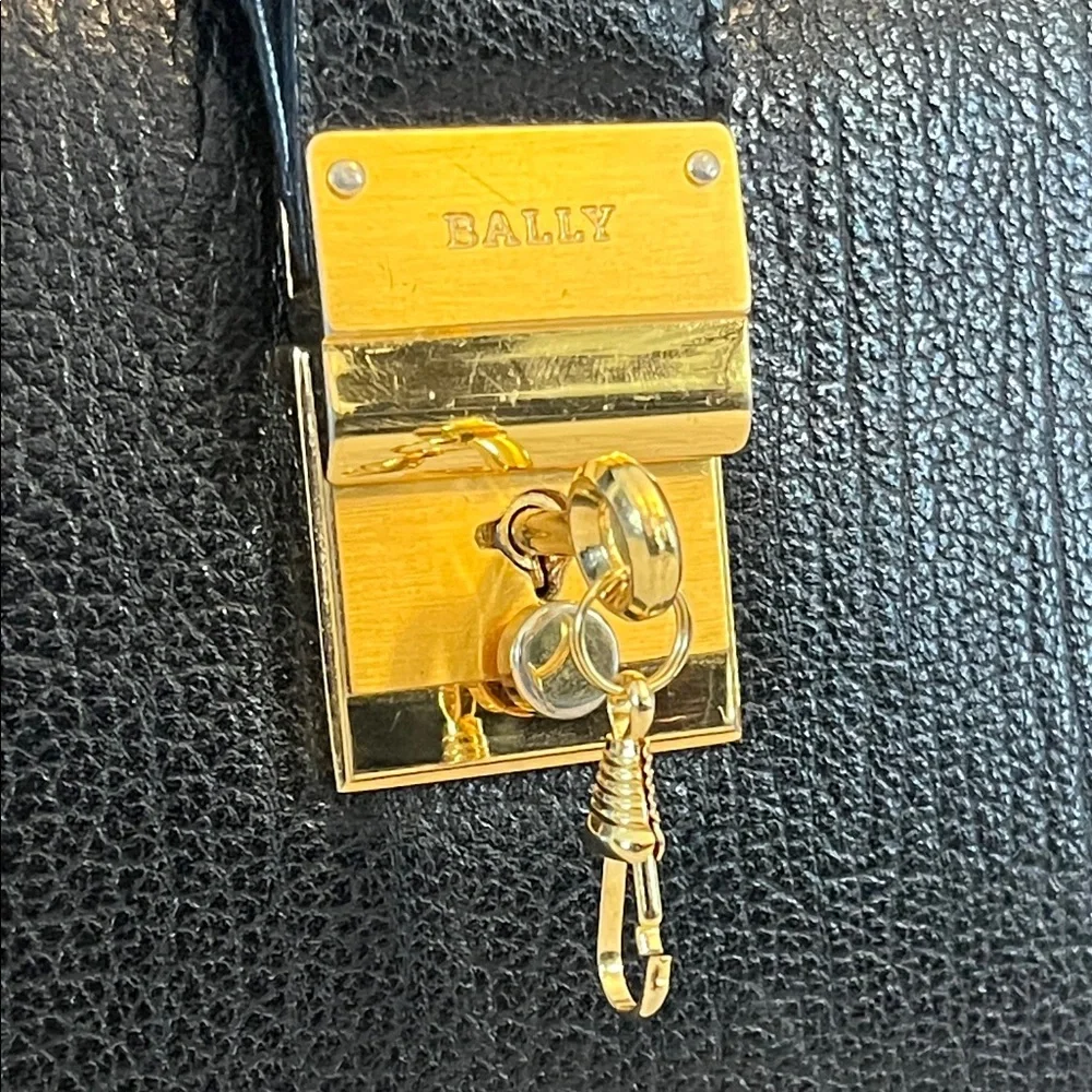 Bally Black Leather Briefcase with Gold Accents - Picture 3 of 16